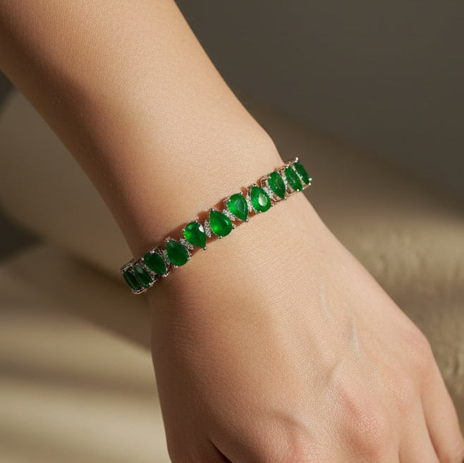 EMERALD HALO TENNIS BRACELET